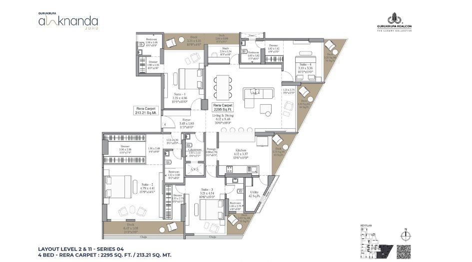 Gurukrupa-Alaknanda-Floor-Plan-4 BHK- 2295 Sqft